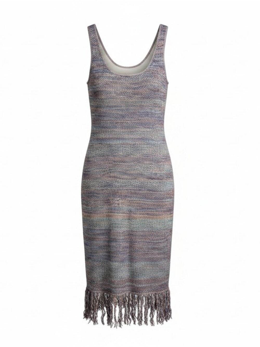 Future Collective with Alani Noelle Womens Multicolor Knit Fringe Midi Dress XXL